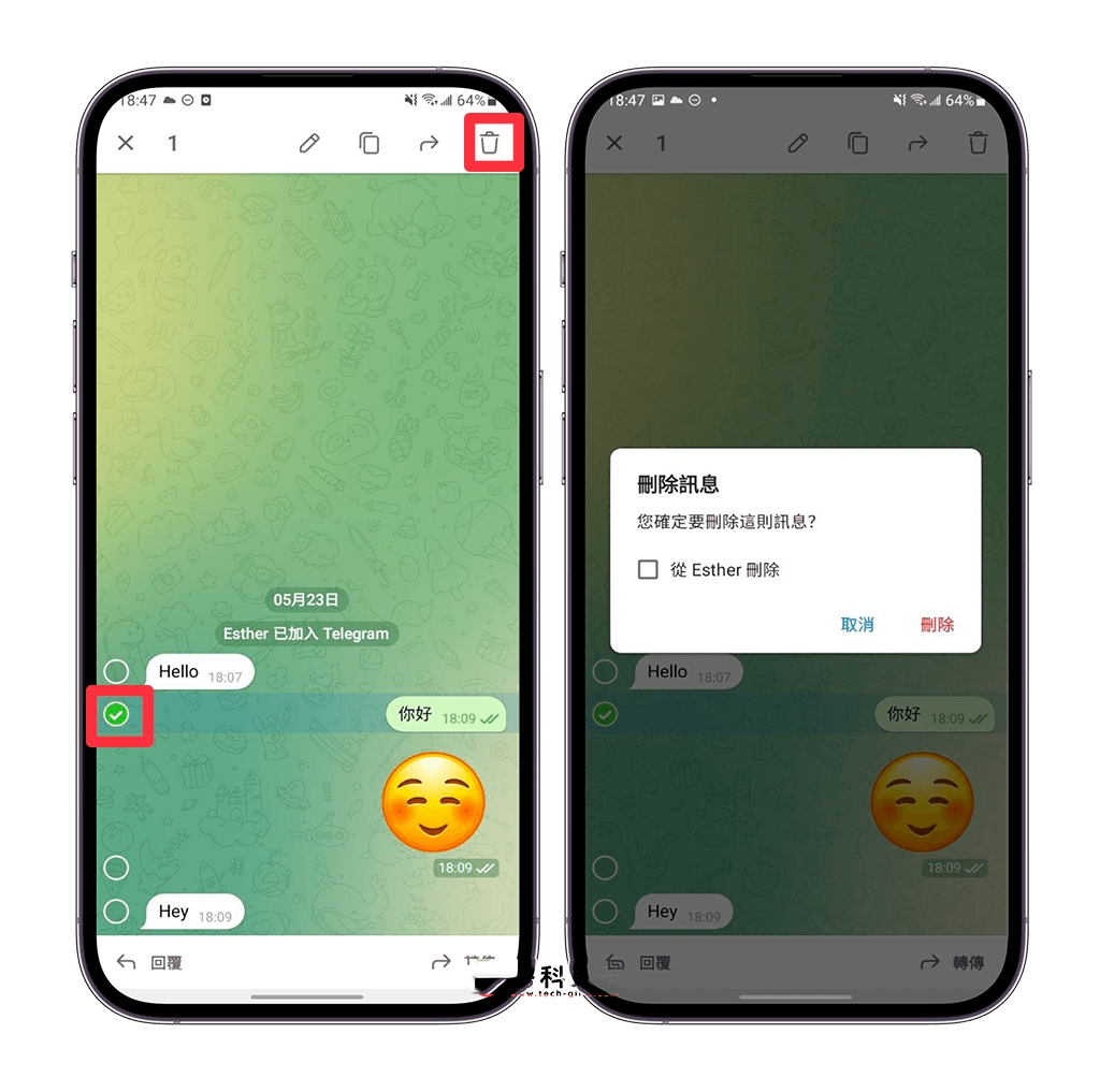 Telegeram怎么删除自己发送给好友的聊天消息